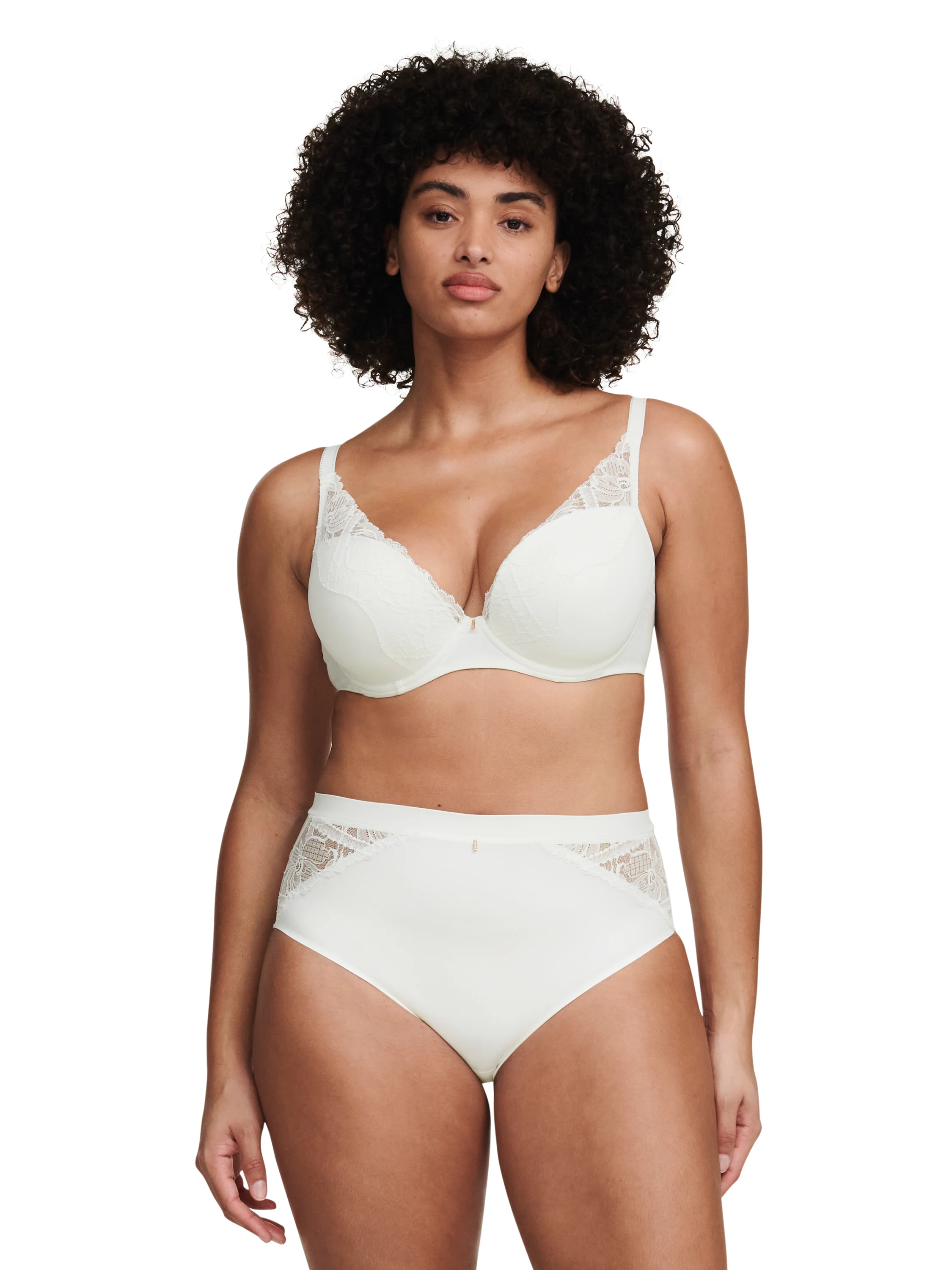 ORANGERIE DREAM - Soutien-gorge coques plongeant avec dentelle de leavers | Beige