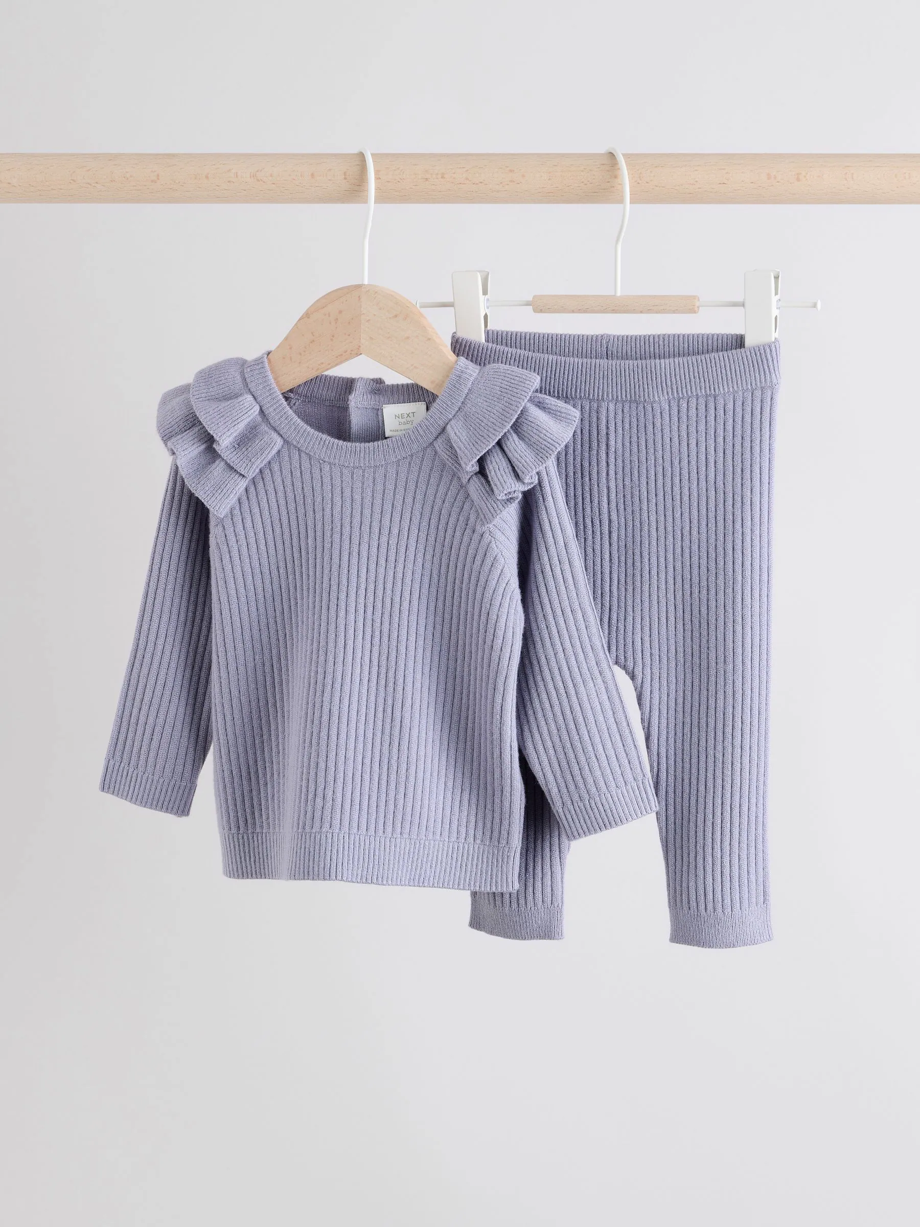 Lila-paars - Gebreide babytrui en leggings set 2 -delig (0mnd -3jr)