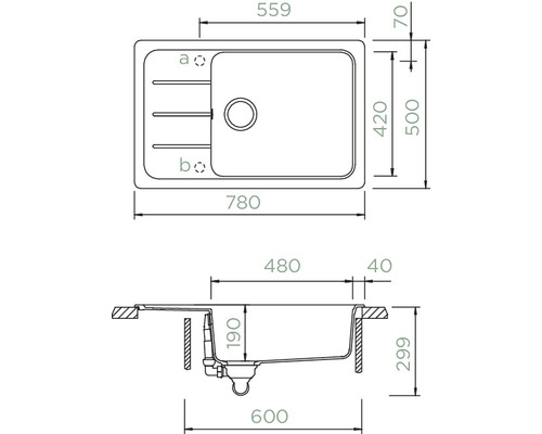 Schock Formhaus D-100LS-A spoelbak, 780 x 500 mm, nero FOMD100LSAGNE