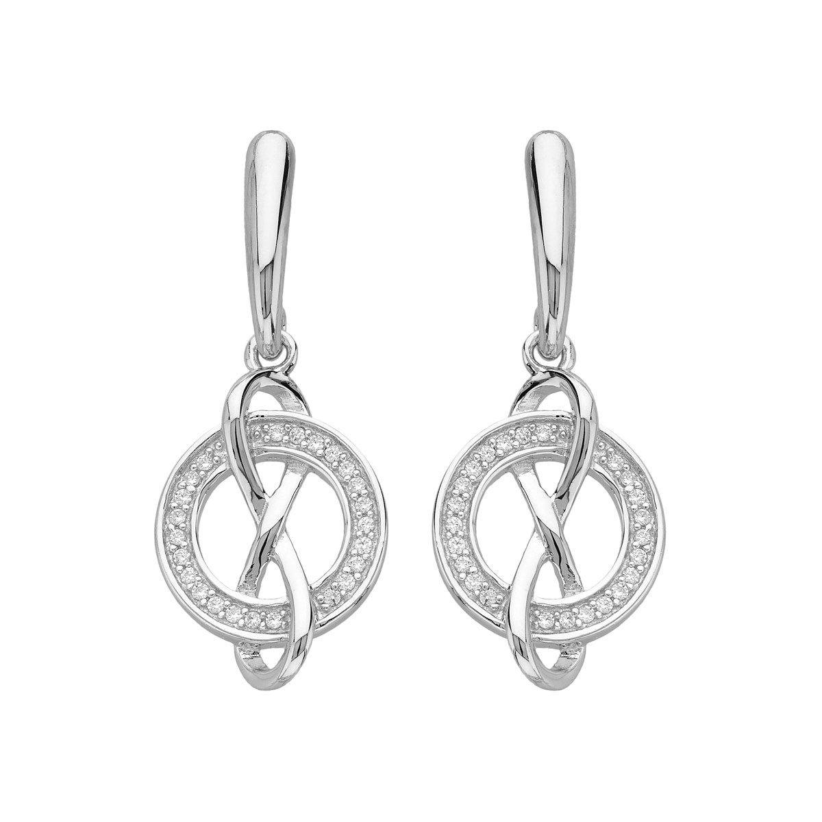 Boucles d'oreilles pendantes en Argent avec oxyde de zirconium blanc