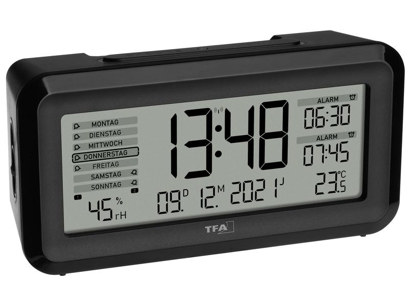 TFA Dostmann Funkwecker Boxx2 Schwarz Funkuhr mit höchster Genauigkeit