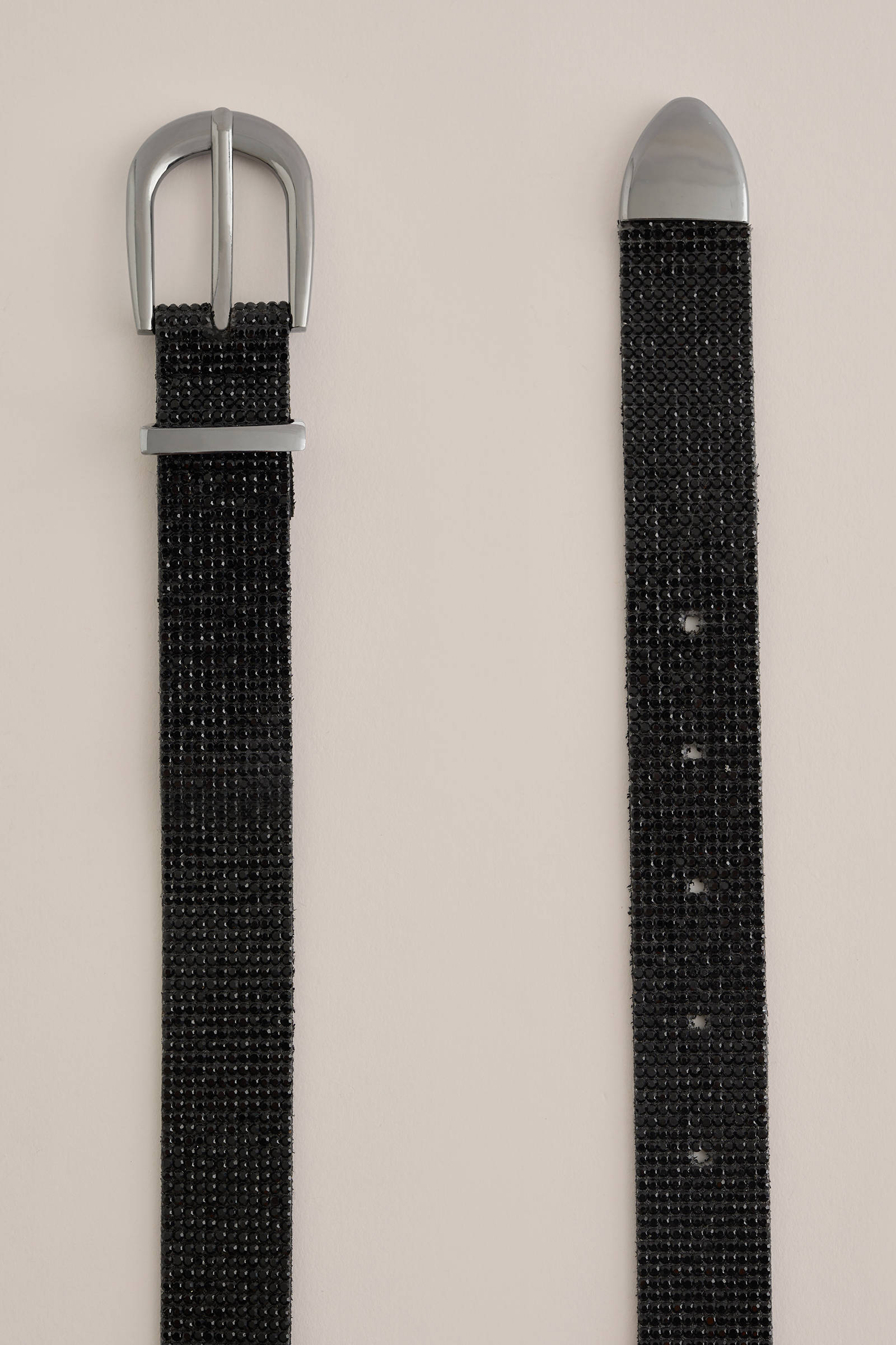 WE Fashion riem met strass zwart