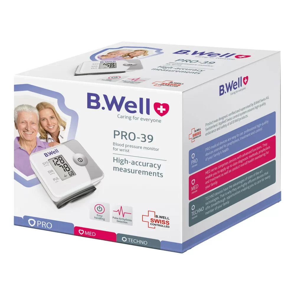 B.WELL Blodtryksmåler Pro-39 Håndled, 1 Memory