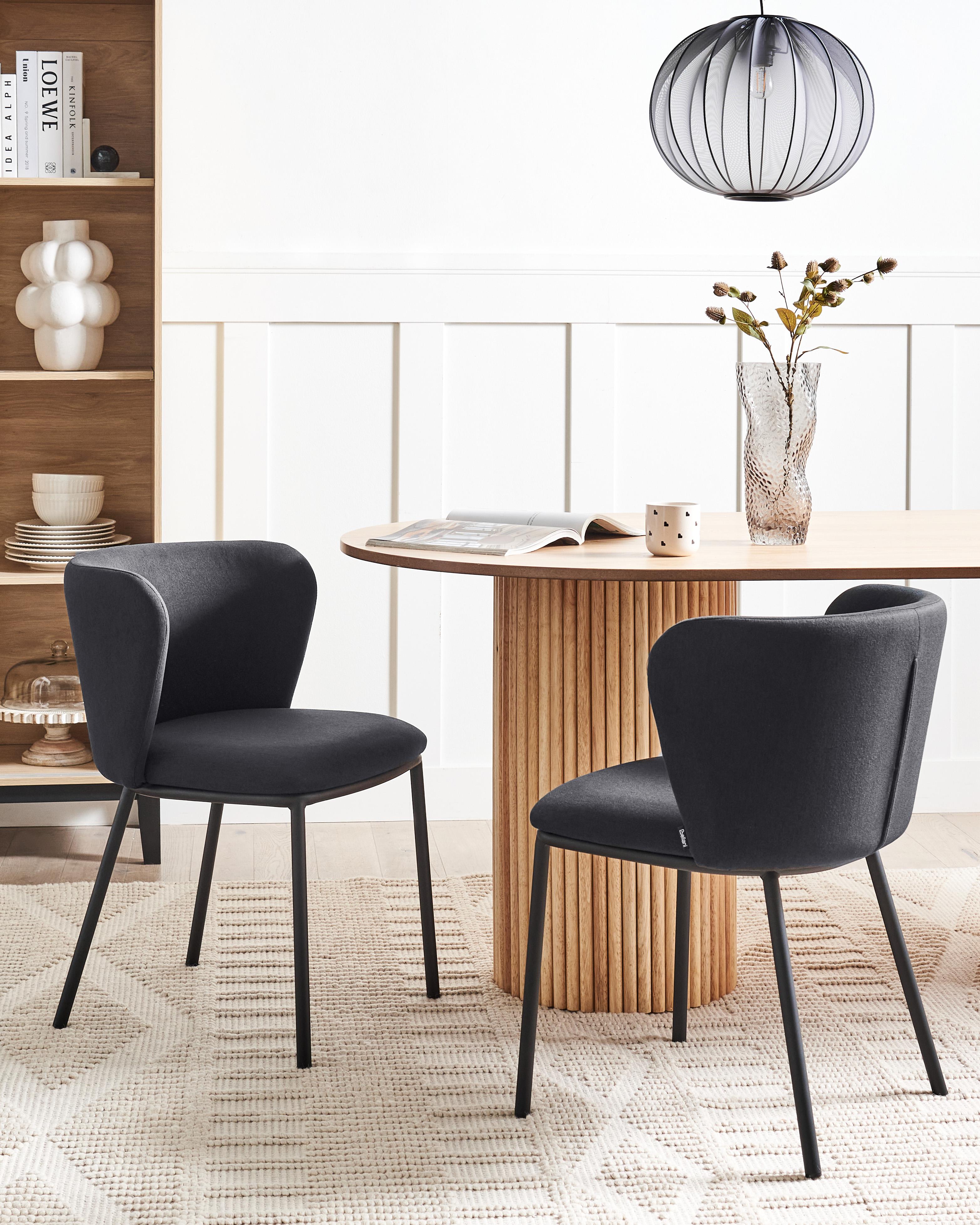 Set van 2 eetkamerstoelen MINA Stof Zwart