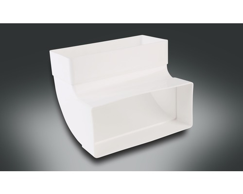 Platte kanaalbocht, verticaal, Rotheigner, wit, 220x90 mm, 90 graden
