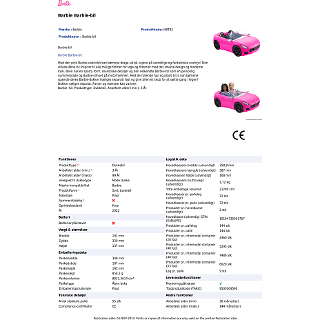 Barbie cabriolet - pink