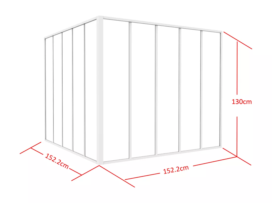 Verrière d'angle d'atelier en aluminium thermolaqué - L150 x L150 x H130 - Blanc - BAYVIEW