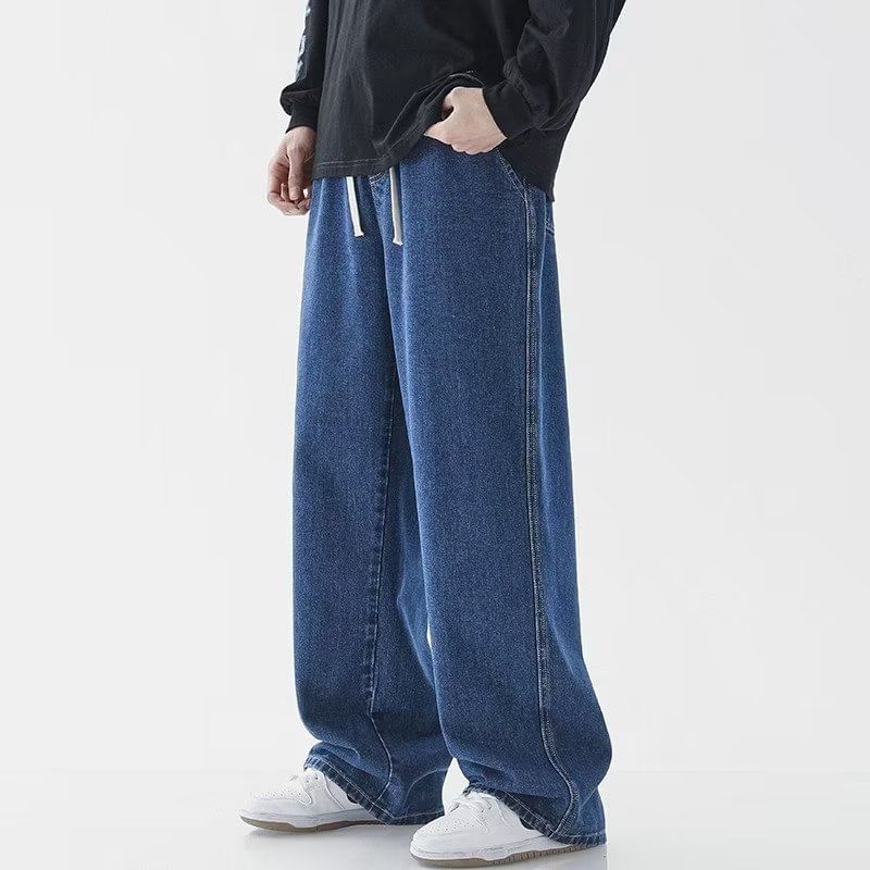 Craltuxe - Hoge taille gewassen losse wijde jeans
