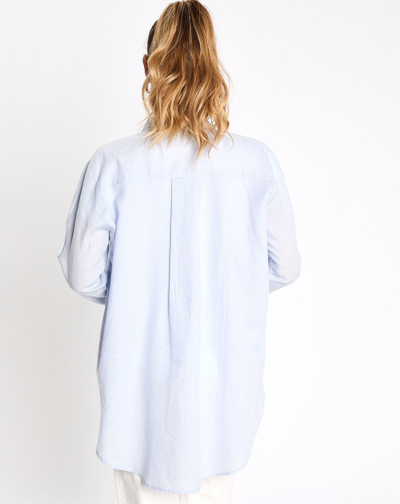Esprit Chemise en Lin & Coton manches longues bleu clair