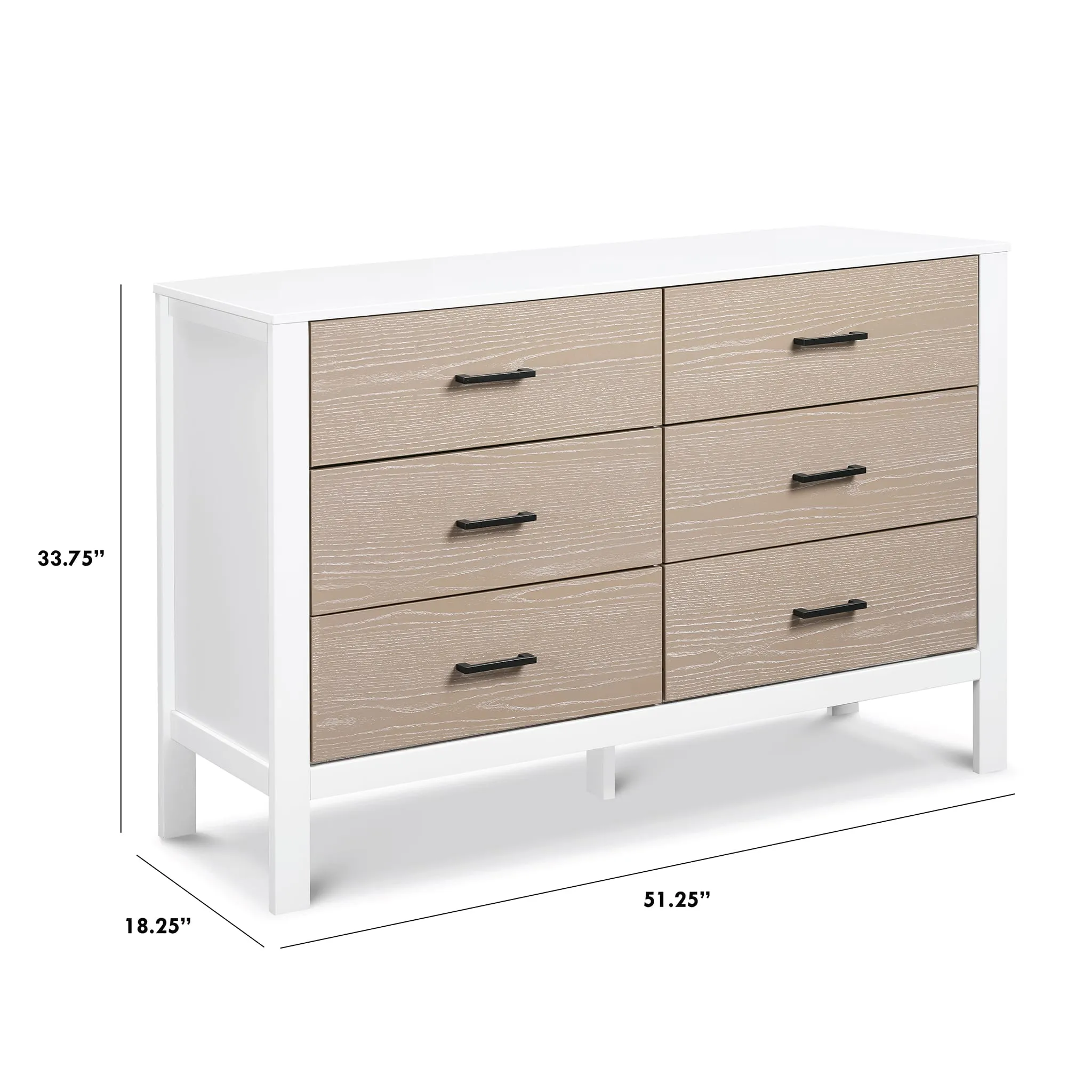 DaVinci Bureau 6 Tiroirs Radley - Blanc et Bois Côtier