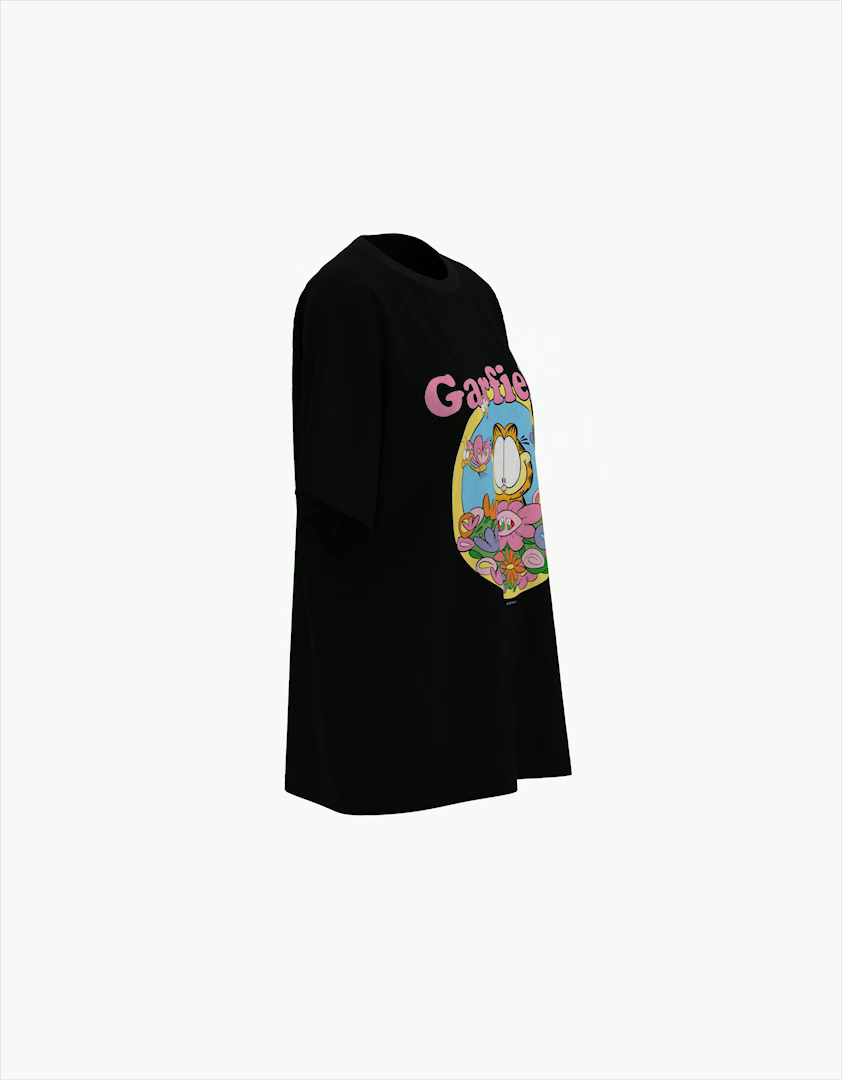 Camiseta oversized de manga curta com estampa do Garfield