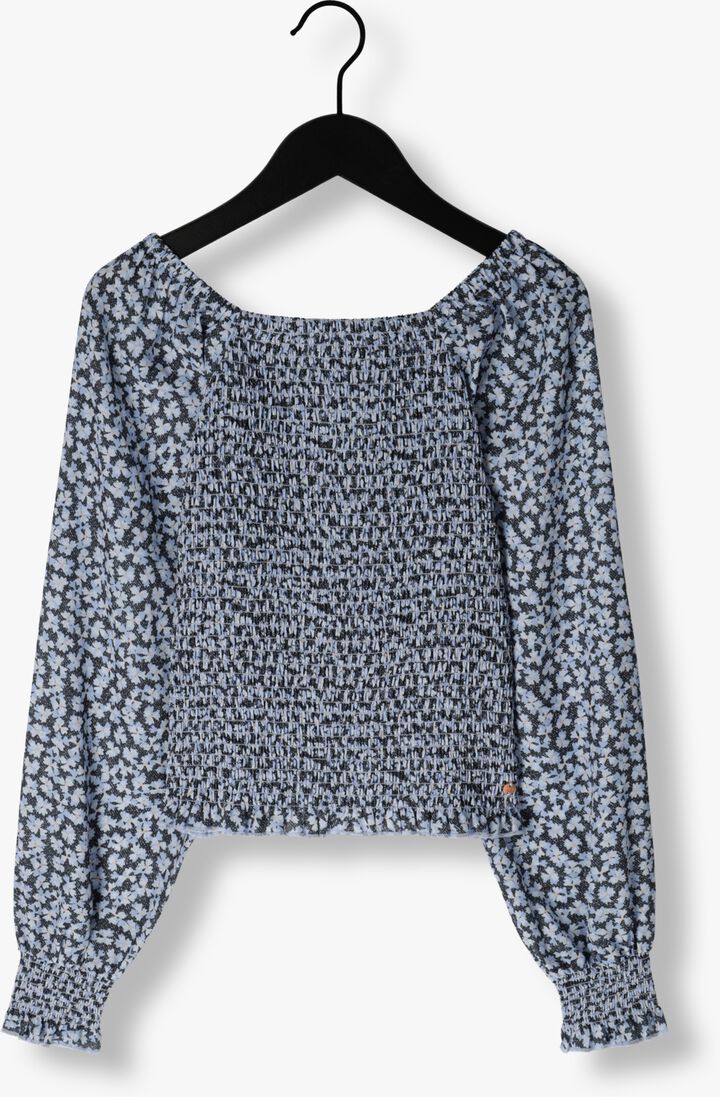 NOBELL blauwe nobell blouse tessa smocked denim flower blouse