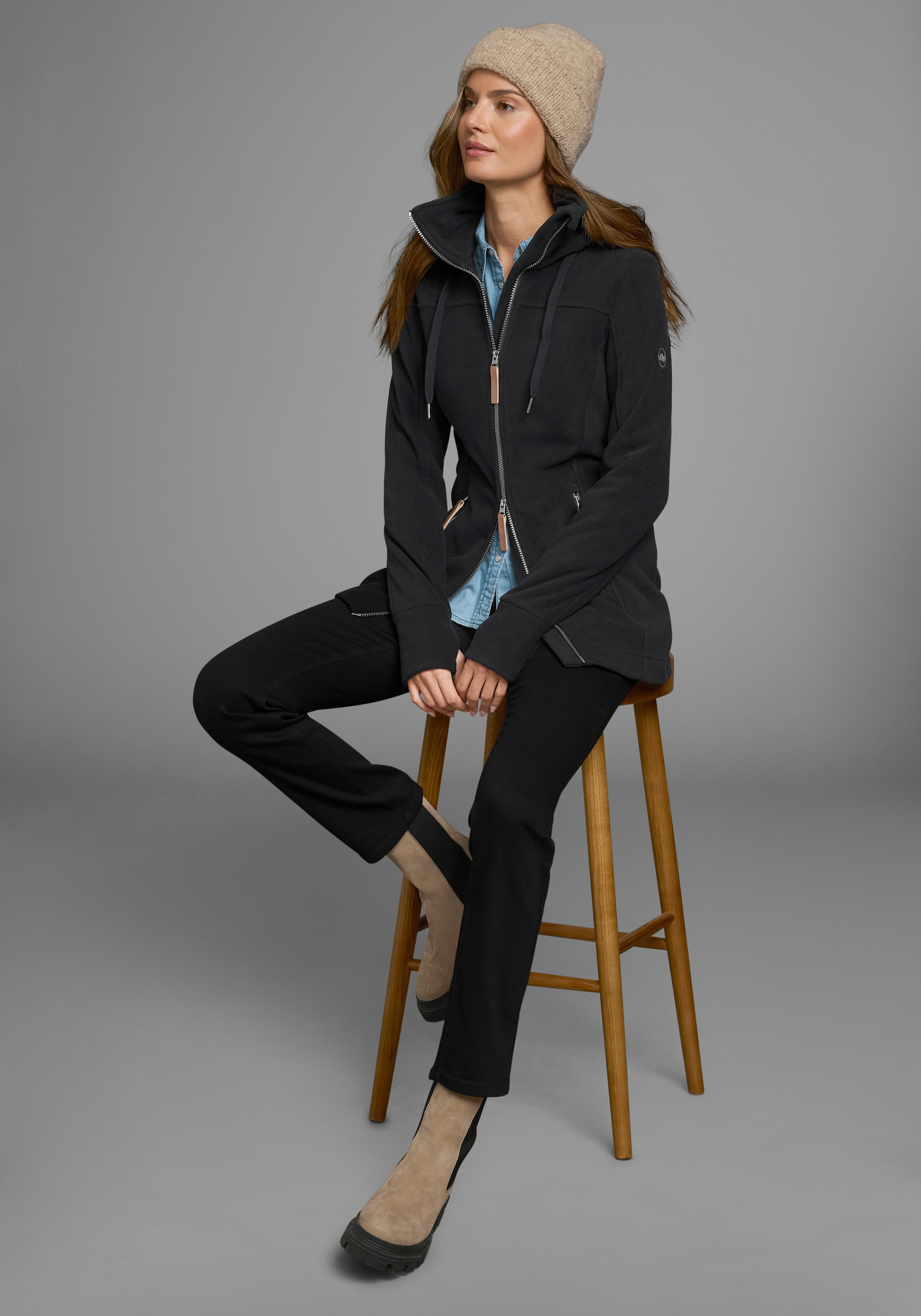 Polarino Fleecejacke mit Kapuze aus Fleece,  atmungsaktiv,  schnell trocknend