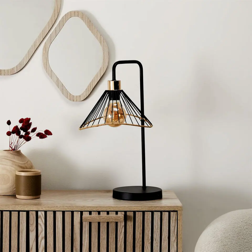 Home deco factory LED Tafellamp Loft - zwart - 30 x 47 x 25 cm