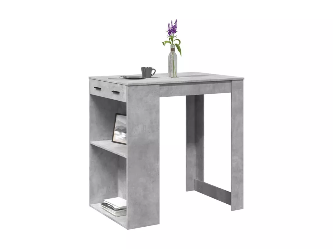 Table de bar gris béton 102x70x103,5 cm bois d'ingénierie