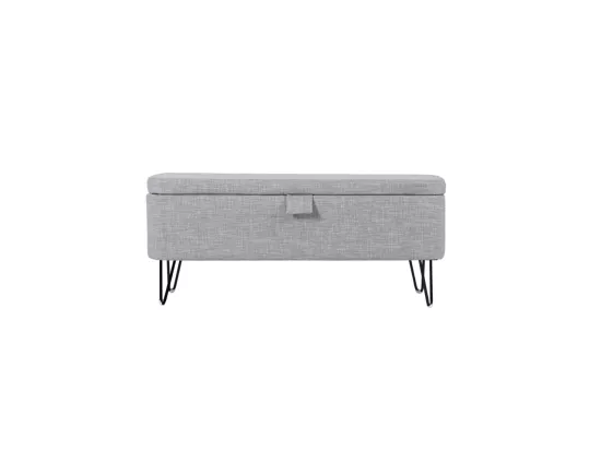 Bout de Lit avec Rangement en Tissu Pieds Épingles Noirs - L101cm