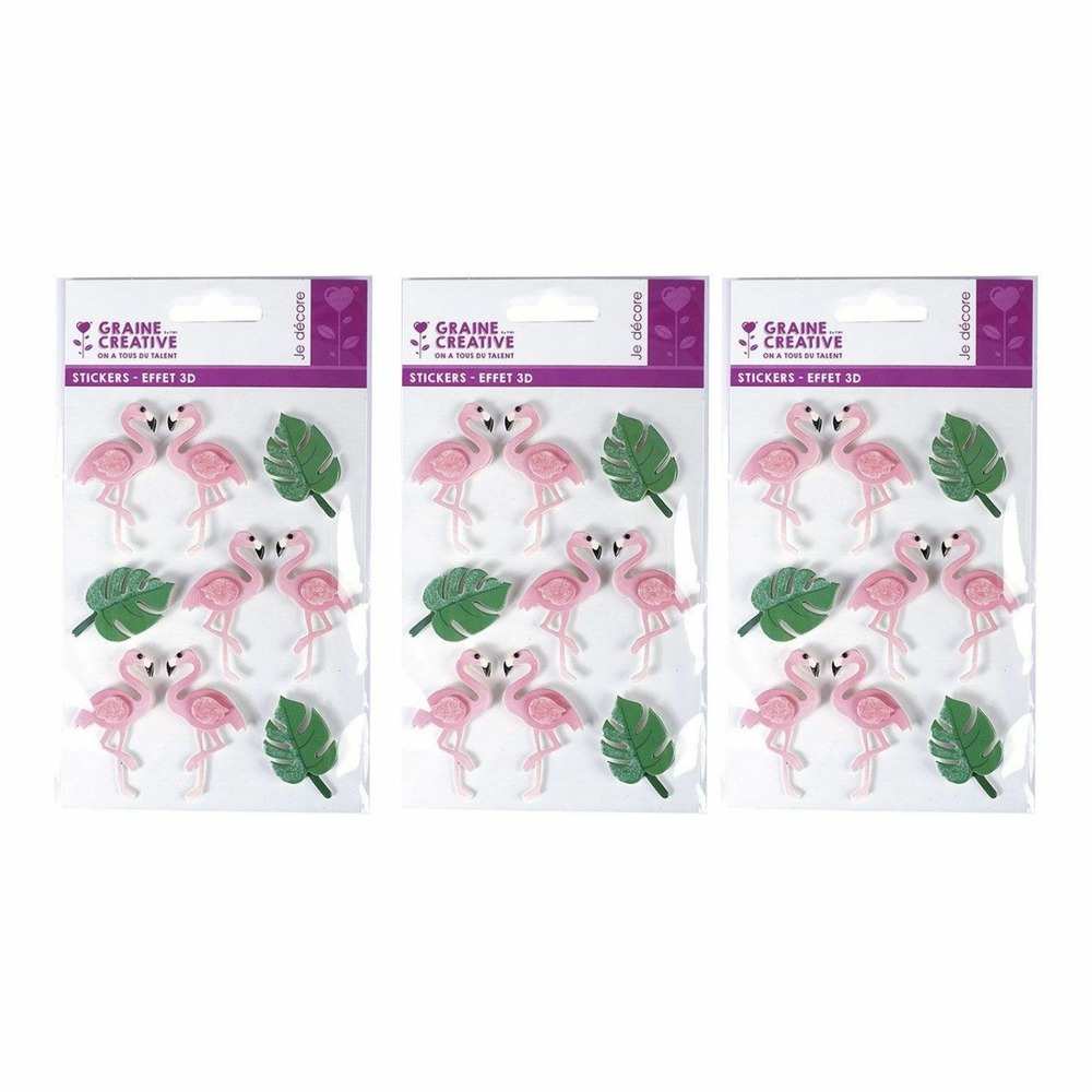 27 stickers 3d flamants rose 5,5 cm