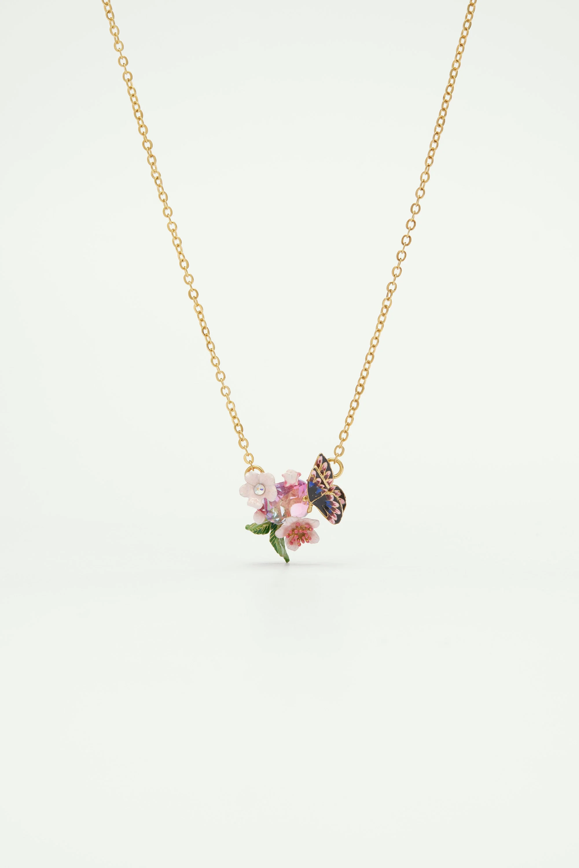 Collier papillon du japon et fleurs de cerisier | Multicolore
