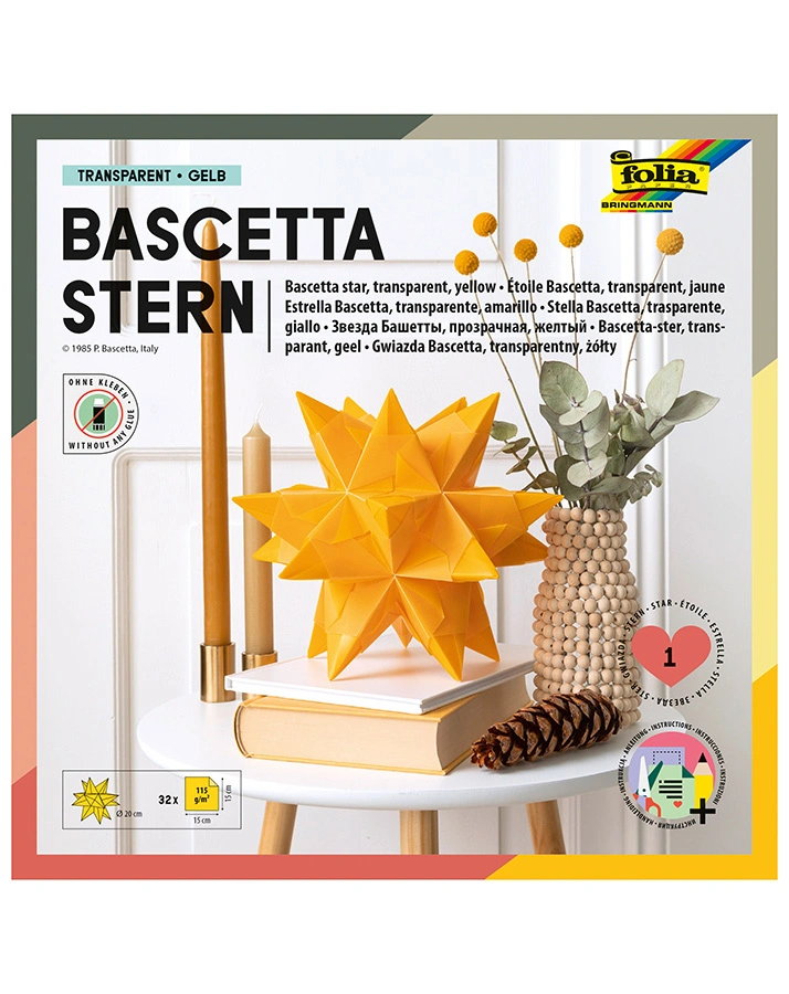 Bastel-Set BASCETTA-STERN (20cm) 32-teilig in gelb