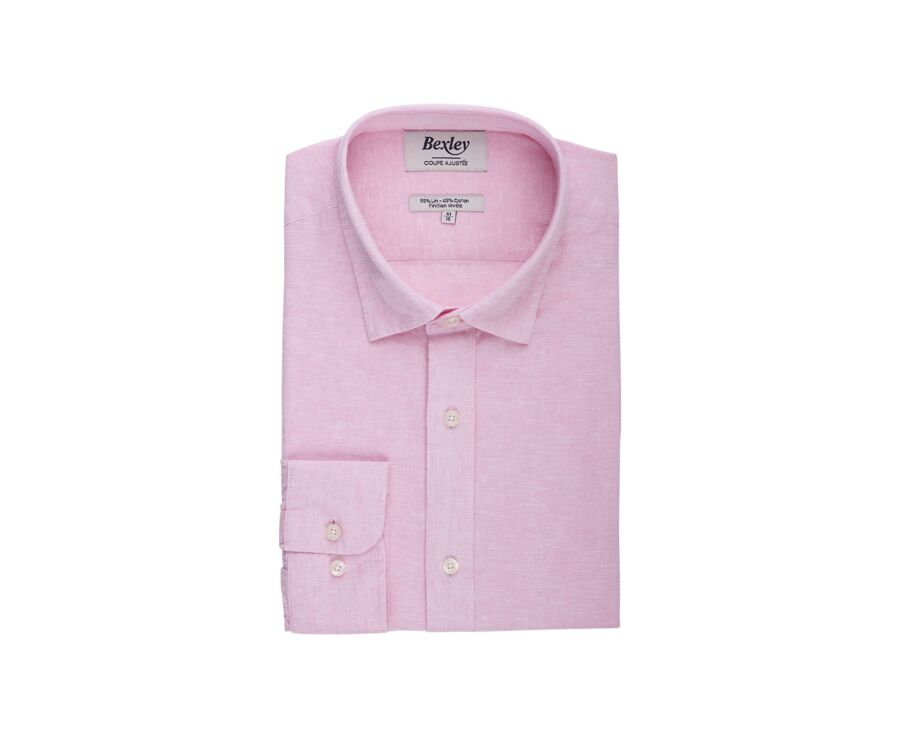 Chemise coton lin Chambray Rose - SILBERT