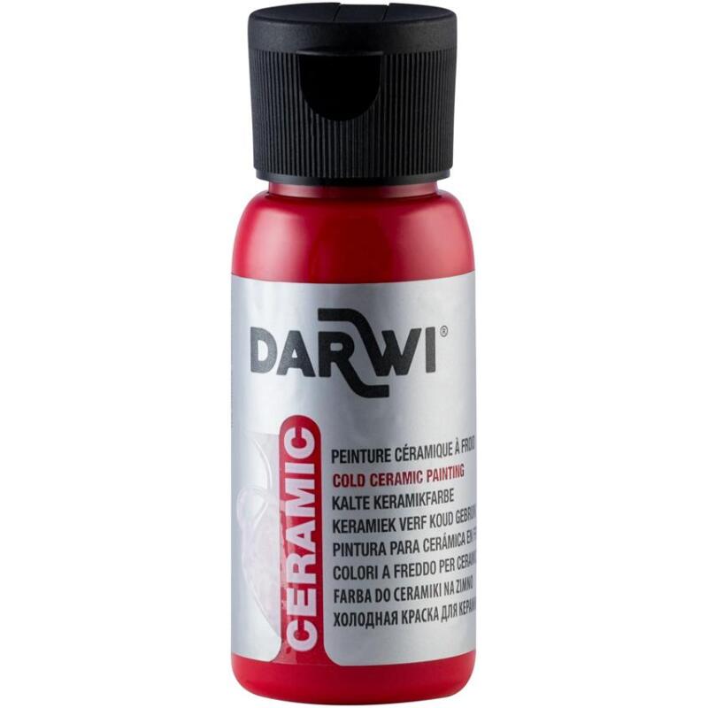 DARWI Flacon de 50 ml de Peinture sur Céramique à Froid - vermillon