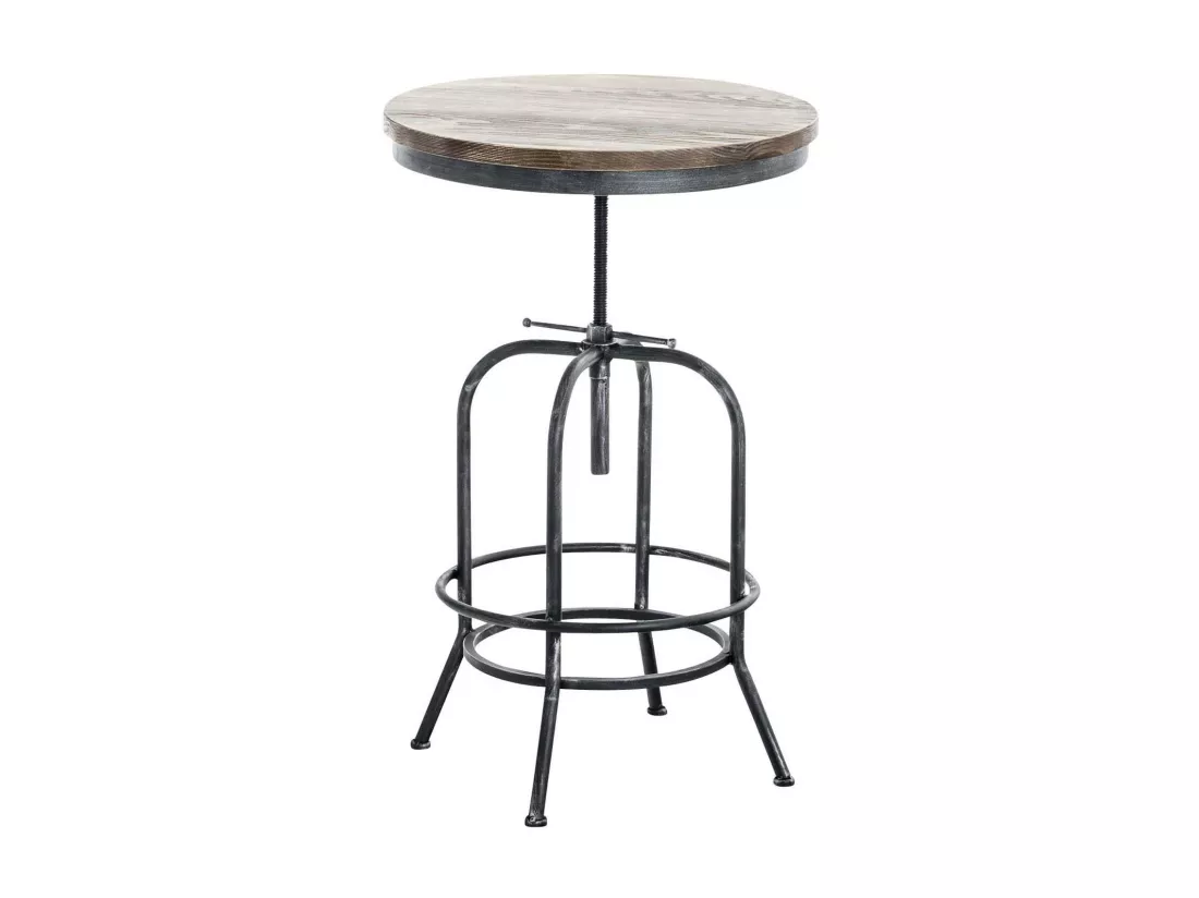 Table haute de bar - rund 60cm - Bois - Argent antique - Brighton