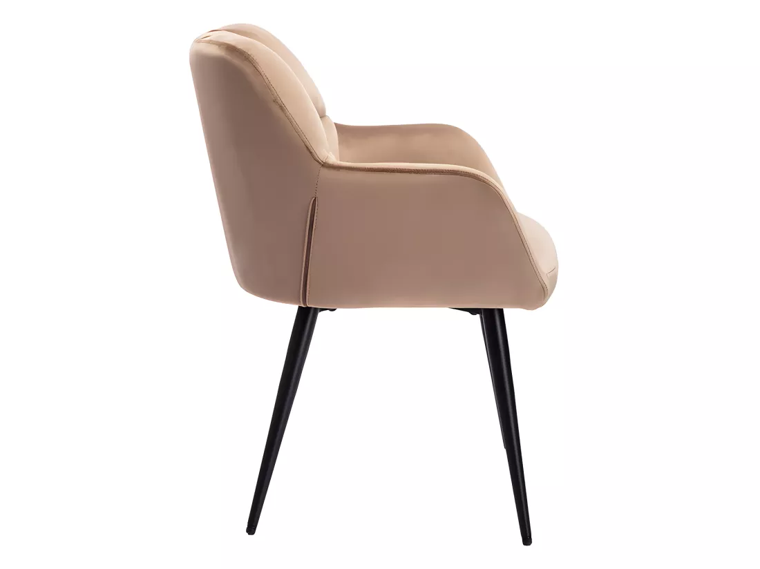Lot de 6 chaises avec accoudoirs - Velours et métal - Beige - PEGA de PASCAL MORABITO