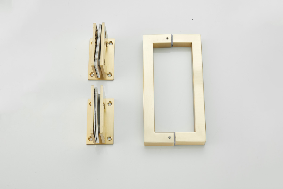 Saniclear Modern Brass rookglas douchecabine 100x90cm met 90cm deur anti-kalk geborsteld messing