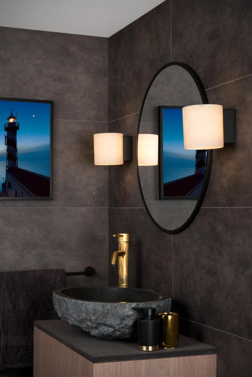 Lucide Jelte wandlamp badkamer IP44 zwart/wit
