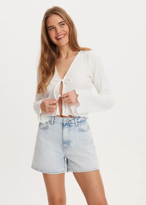 Top met strikjes wit (WIT)