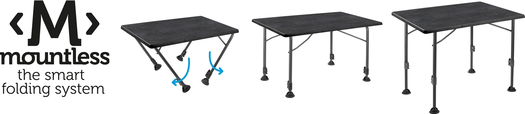 Brunner Linear Campingtisch schwarz 80 x 60 x H63/83 cm