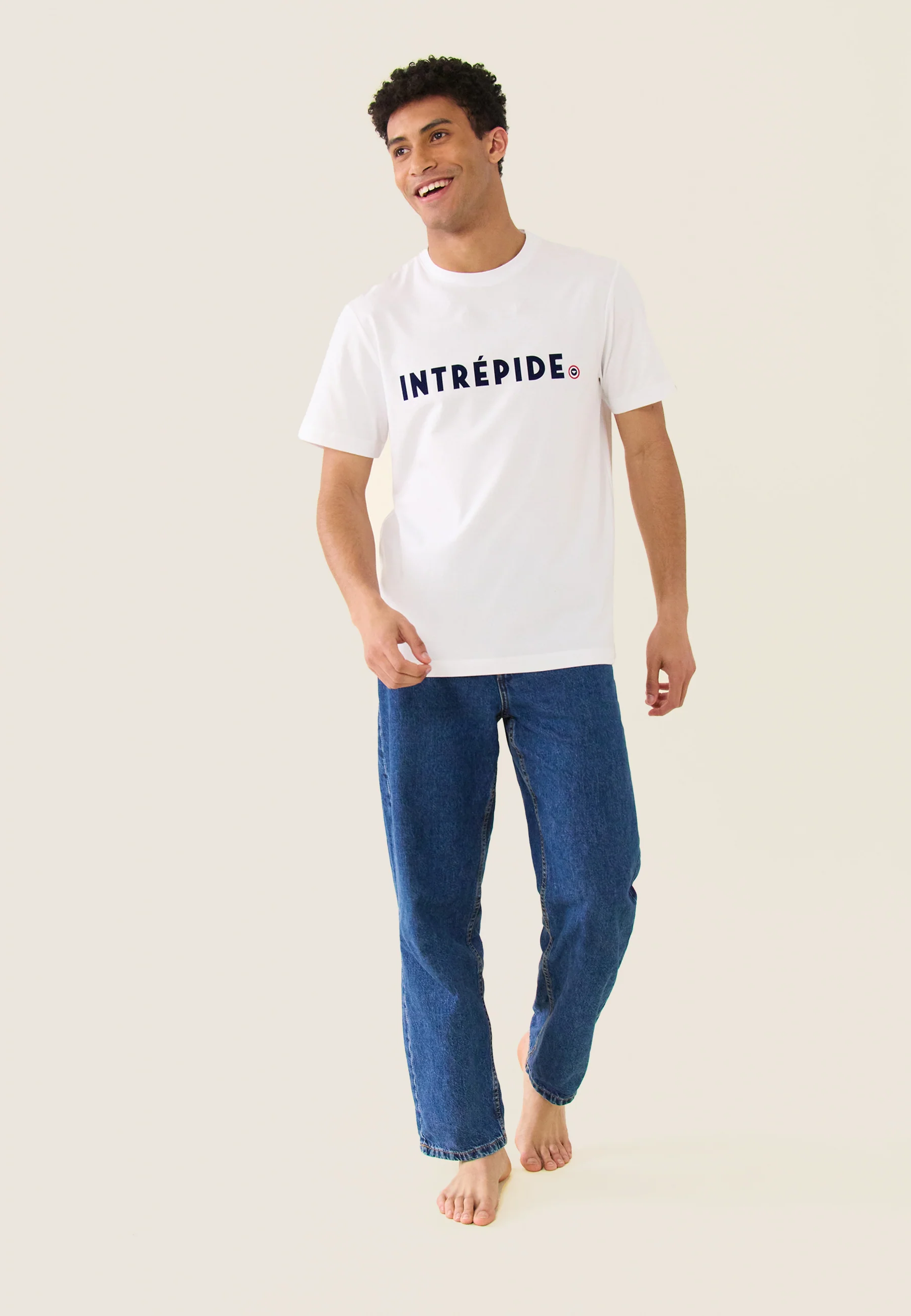 T-shirt mixte col rond en coton-Jean-P Intrépide Blanc