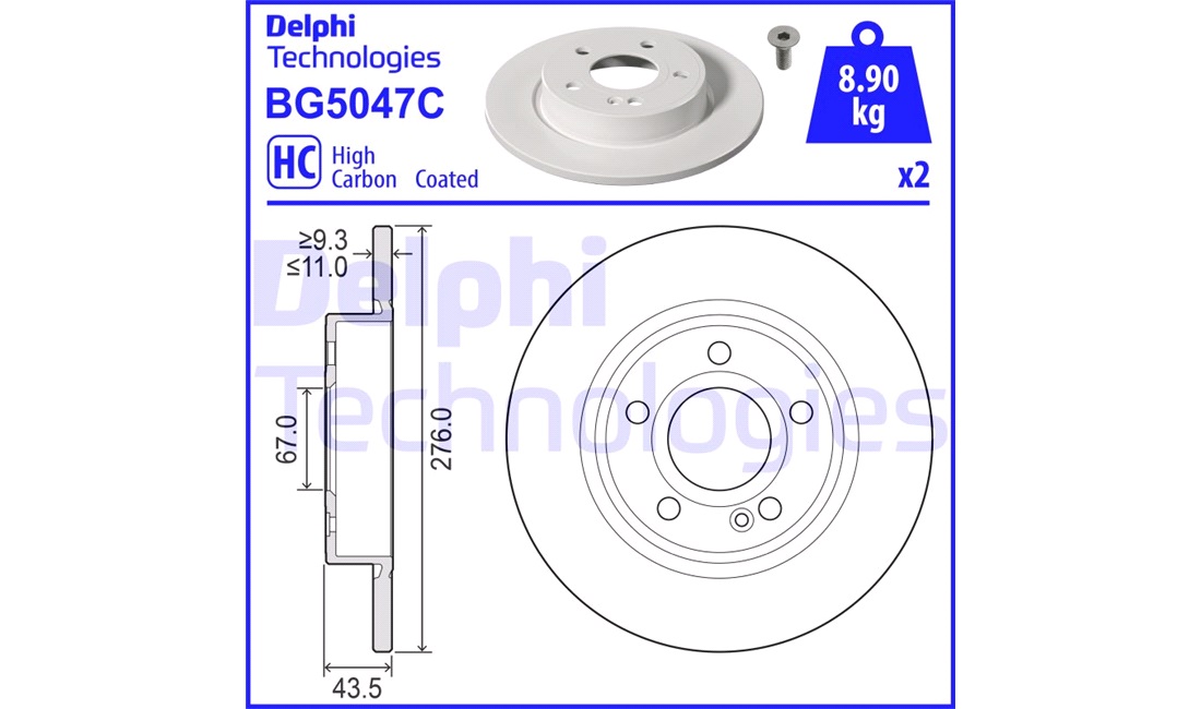 Bremseskive 276 x 11 mm