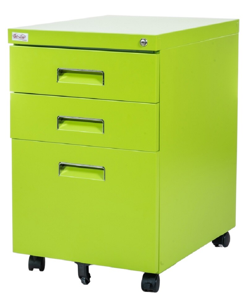 Jet-Line Büro Rollcontainer 3 Schubladen Haengeregistratur PAUL gruen Bürocontainer