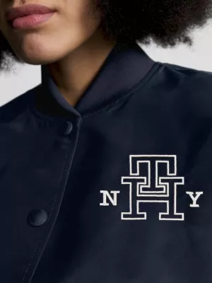 Jaqueta Bomber com Logo Universitário