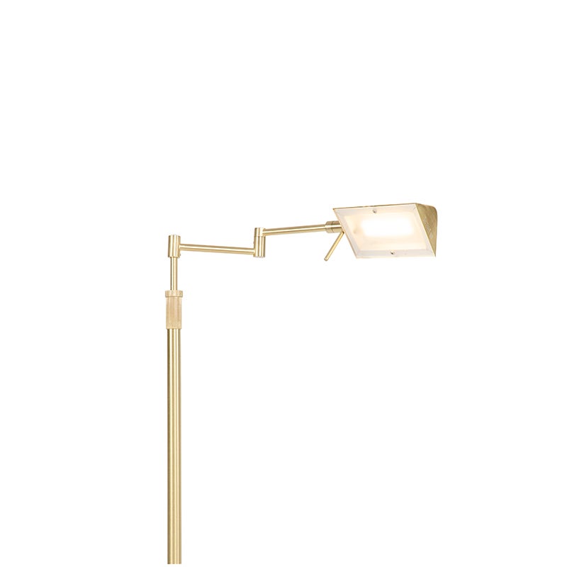 QAZQA - Moderne vloerlamp | Staande lamp | Vloerlamp | Lamp | Licht messing incl. LED met touchdimmer - Notia Dimmer | Dimbaar | Woonkamer | Slaapkamer - Staal Langwerpig - I (niet vervangbaar)