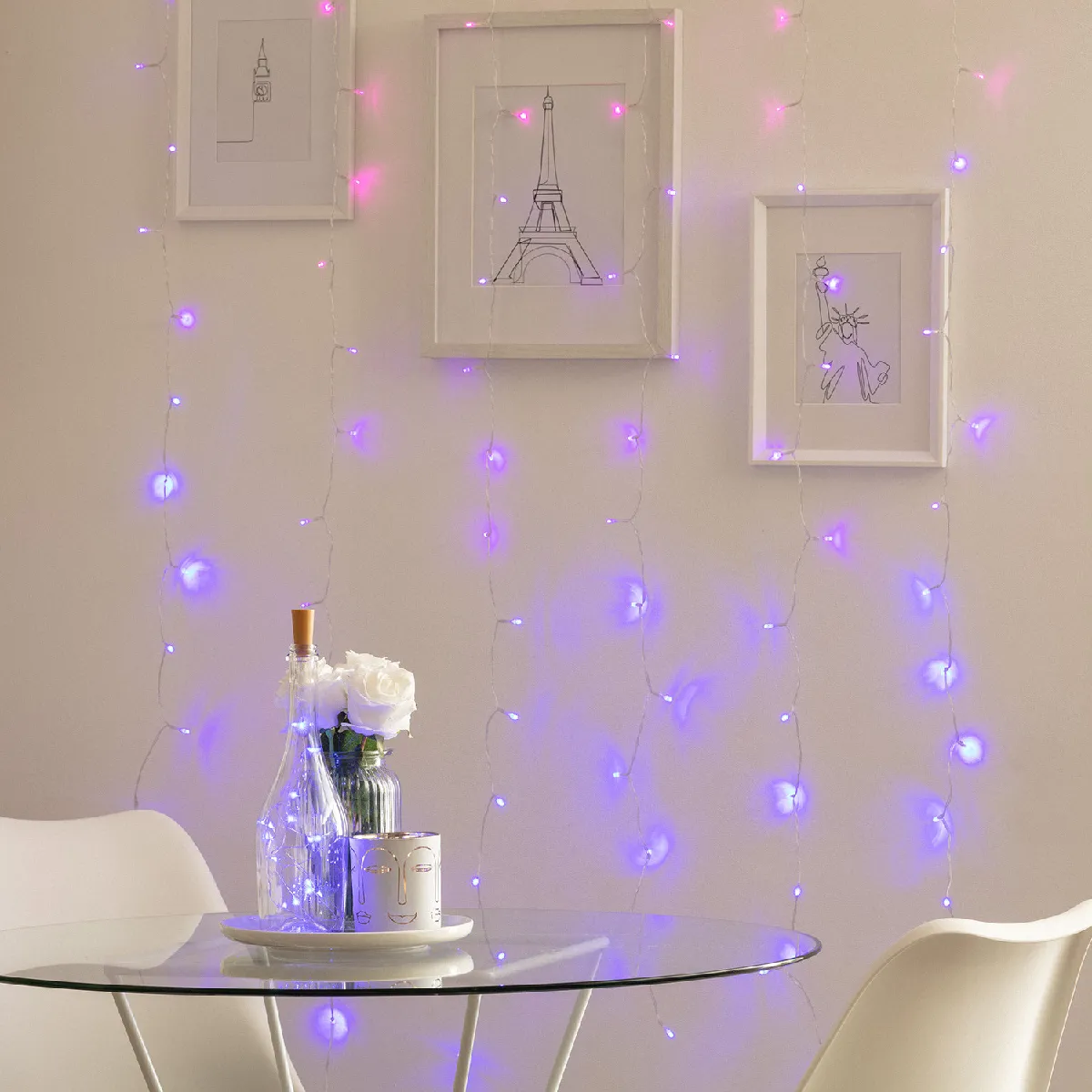 Ledkia Rideau de Guirlande LED Piles 1m