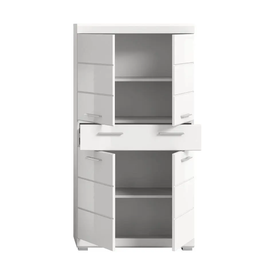 Hioshop Scout kolomkast 4 deuren- 1 lade wit hoogglans- wit