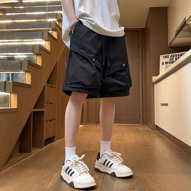 Giuliana - Effen cargoshorts met trekkoordtaille