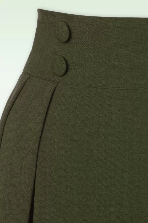 Vixen Dina Button Waist rok in olijfgroen
