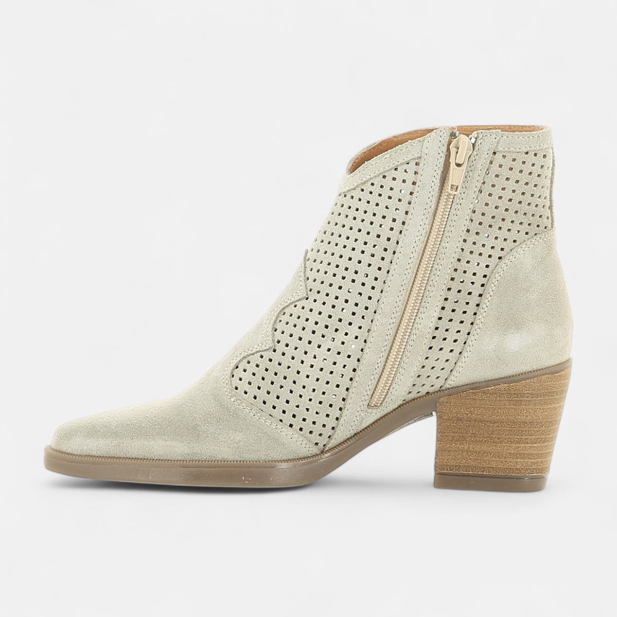 Santiags à talon Femme en cuir beige