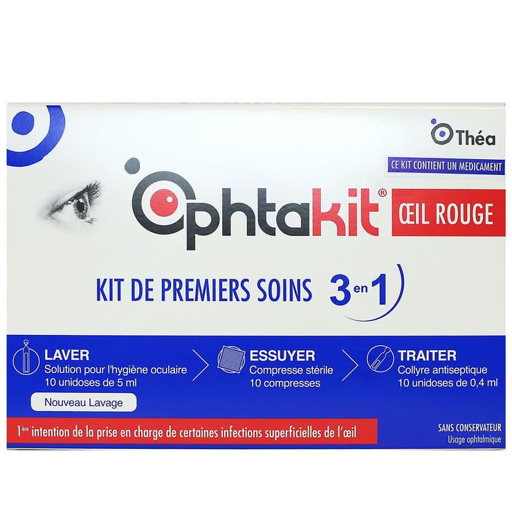 Ophtakit œil rouge kit premiers soins 3en1