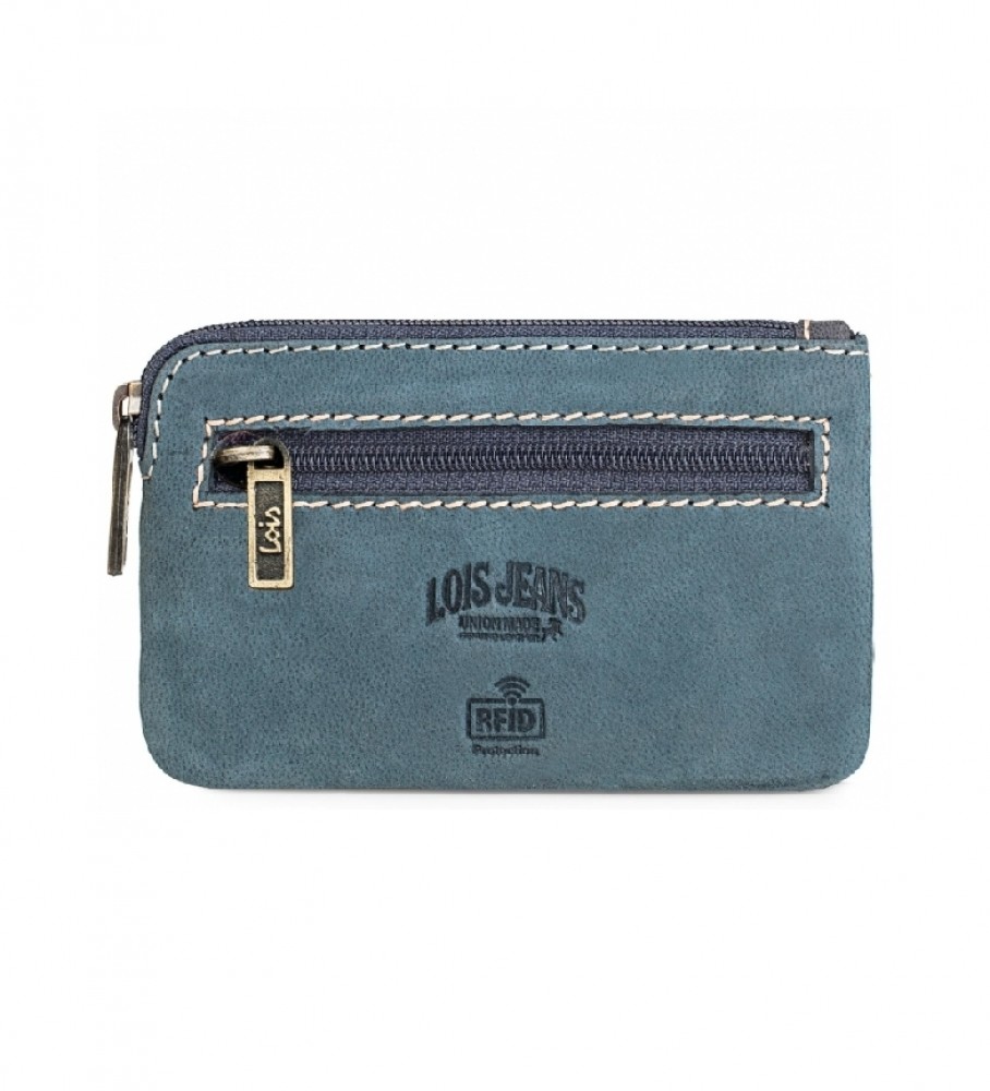 Carteira de couro Lois 201502 Azul - 11x7cm -