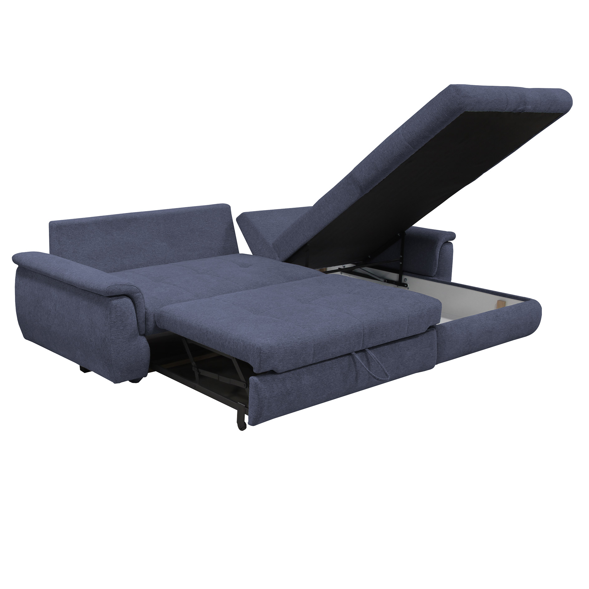 Ecksofa - navy - mit Liegefunktion - Staukasten rechts