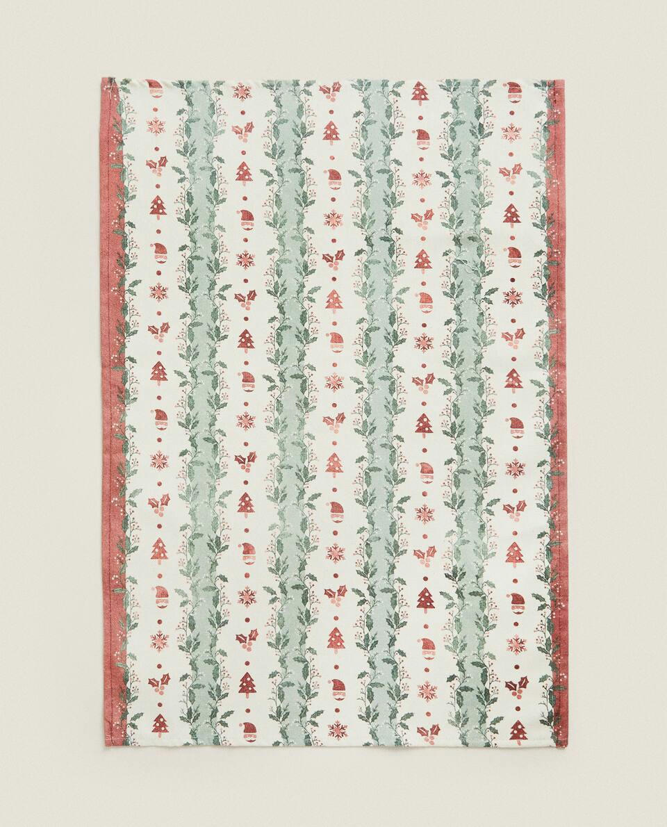 PACOTE DE PANOS DE PRATO DE ALGODÃO COM TEMA DE NATAL (PACOTE COM 2)