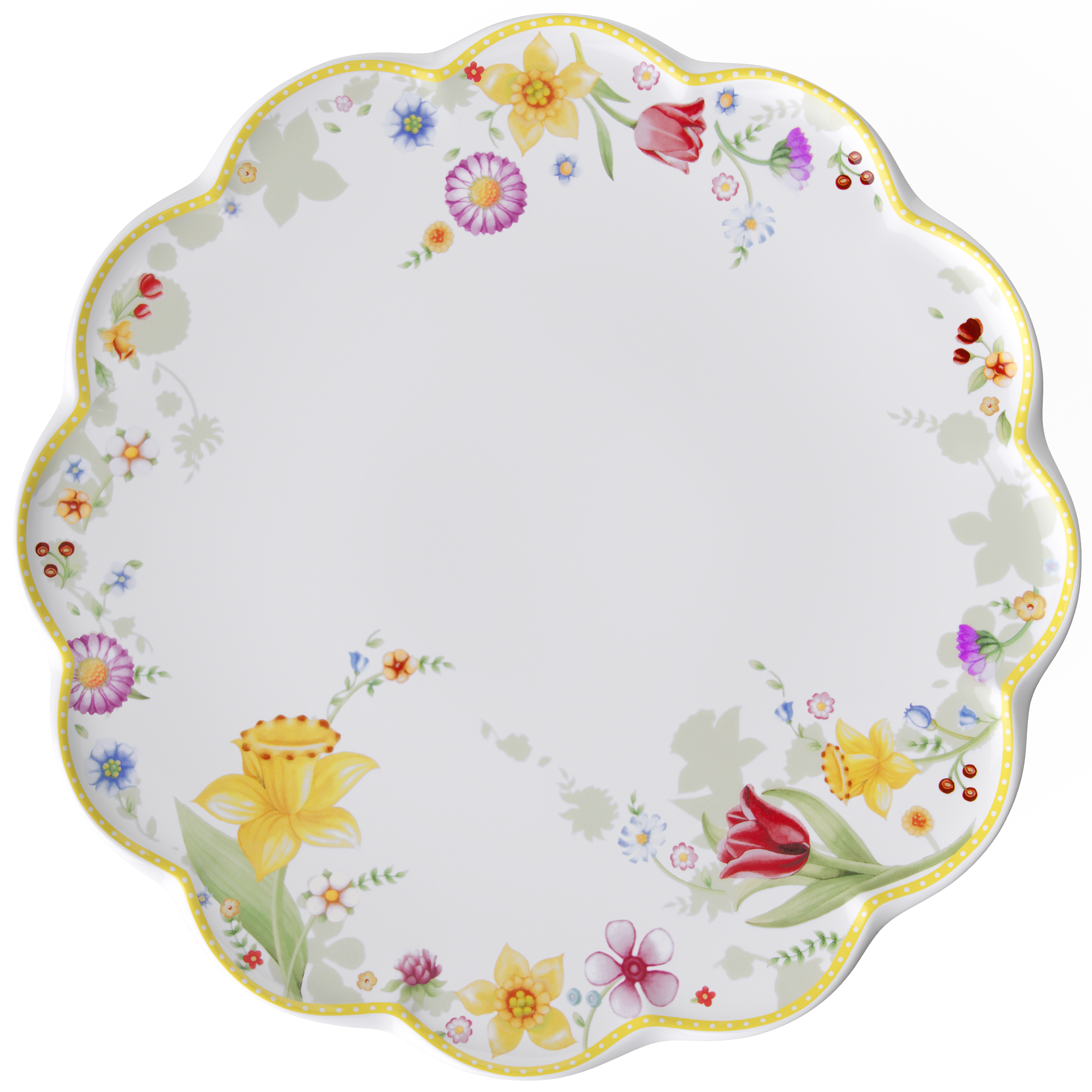 Spring Awakening Cake stand Yellow, 13'', Premium Porcelain