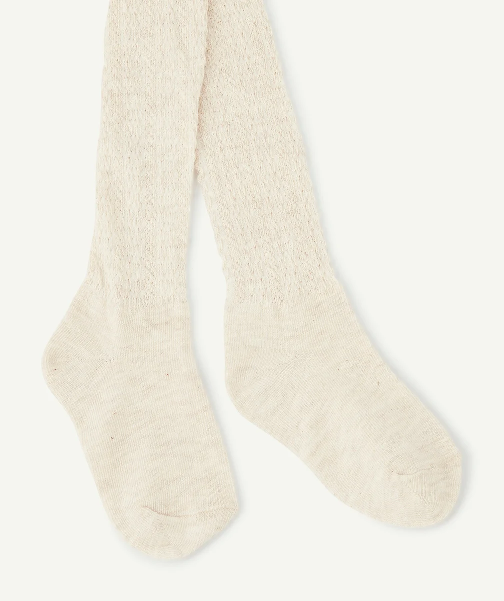 LES COLLANTS BÉBÉ FILLE EN TRICOT ÉCRU