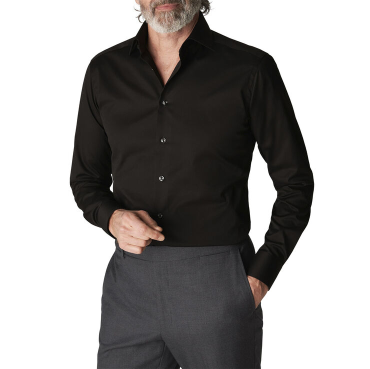ETON Black Signature Twill Shirt - Slim Fit Sort
