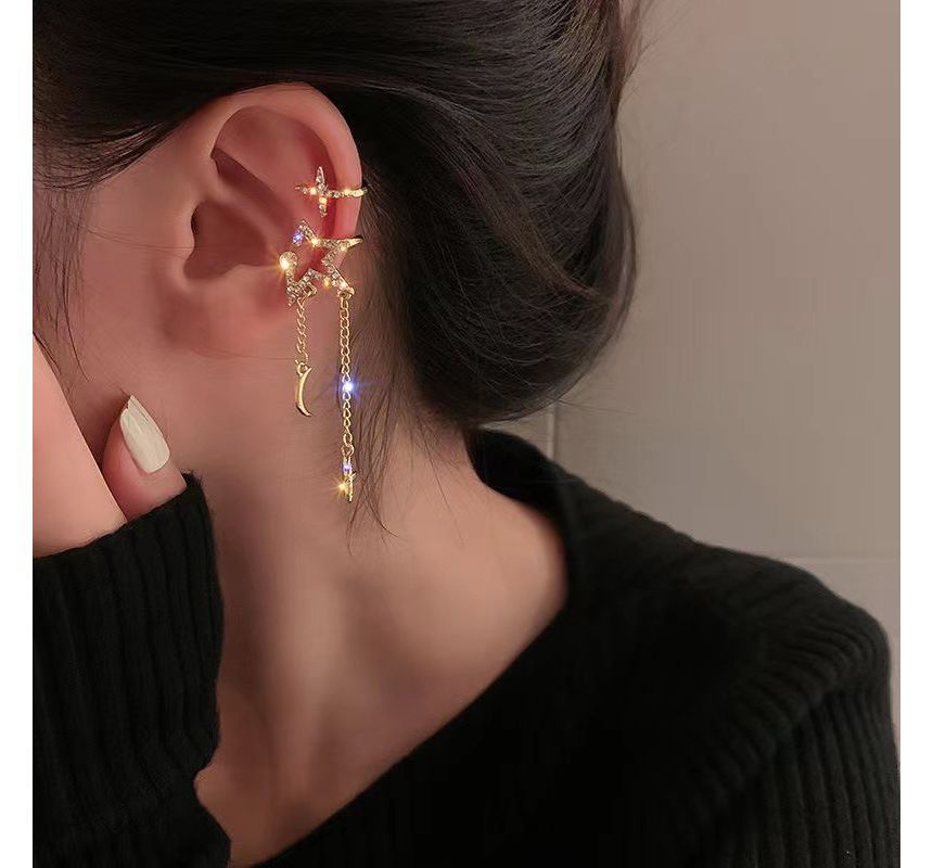 Poppin - Oormanchet met strass-ster en franje