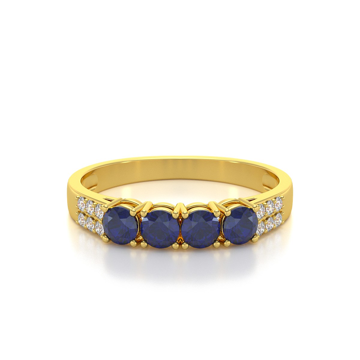 Bague ADEN Or 585 Jaune Saphir et diamants 2.382grs